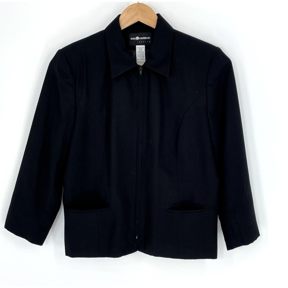 Sag‎ Harbor Womens Petite 14 Jacket Full Zip Black